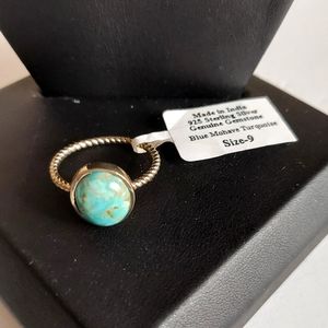 NWT Blue Mohave Turquoise Stone Sterling Silver 925 Ring Size 9 made in India